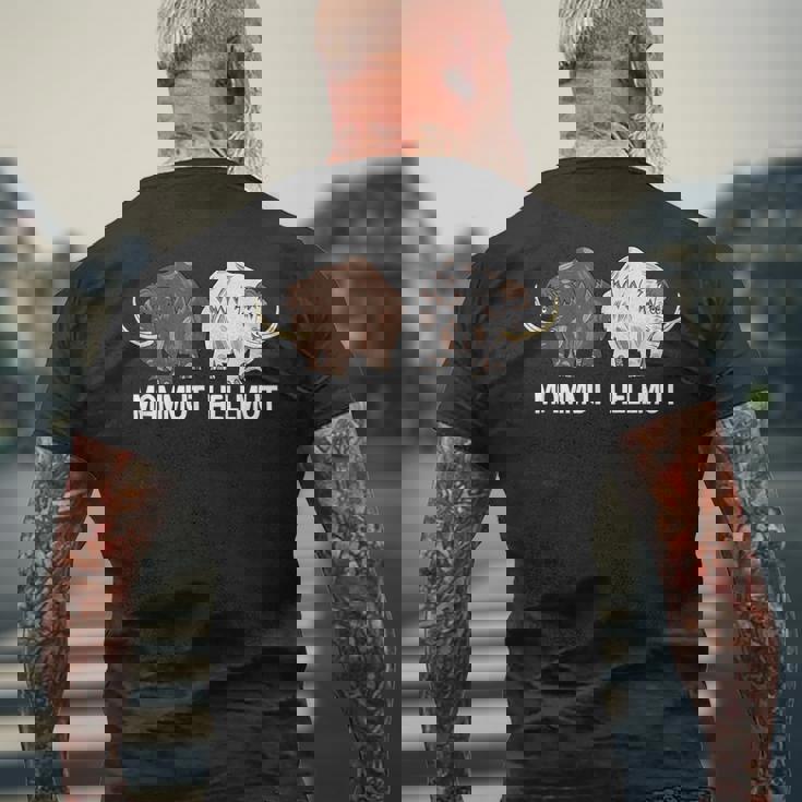 Mammut ヘルムート 石器時代 象 恐竜種 恐竜 メンズTシャツ バックプリント 高齢者への贈り物