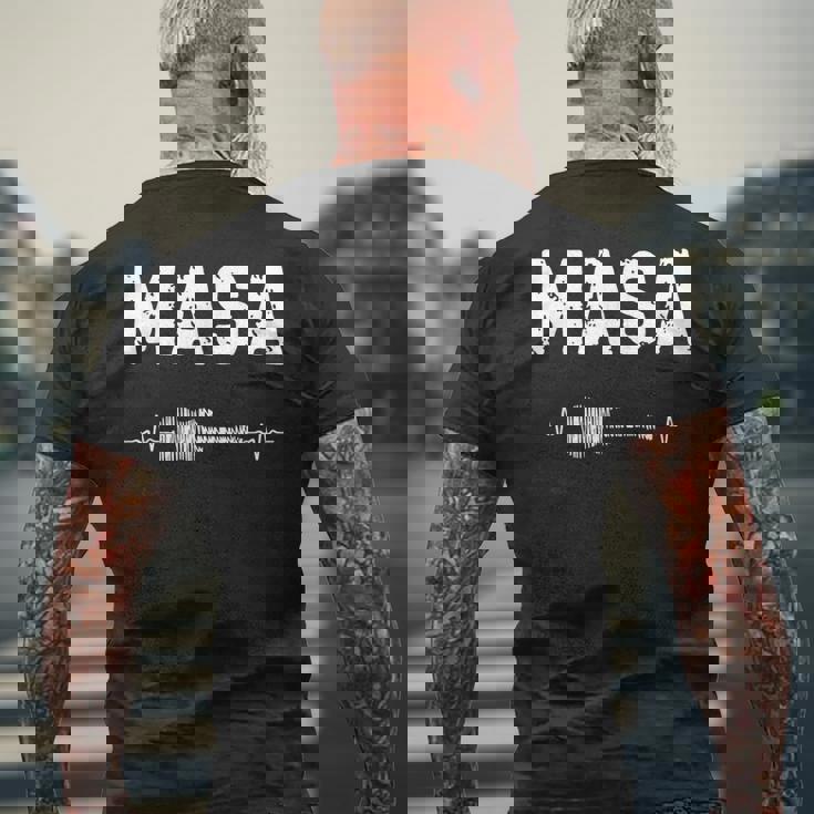 Masa ギター ハートビート 音楽 ギタリスト レトロ ヴィンテージ メンズTシャツ バックプリント 高齢者への贈り物