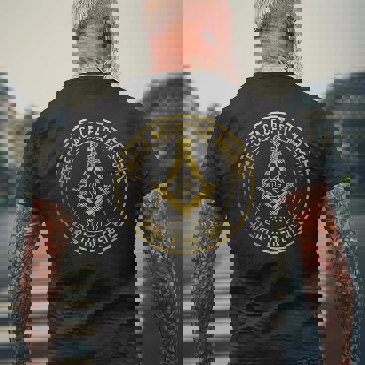 Mason Freemason フリーメイソン シンボル スクエア&コンパス シュライナー メンズTシャツ バックプリント 高齢者への贈り物