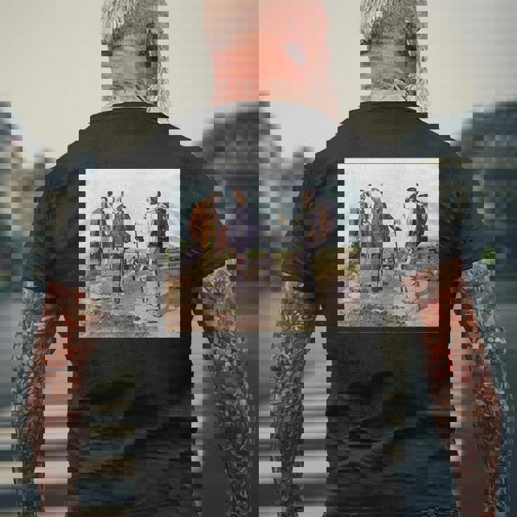 The Meeting Bonjour Monsieur Courbet ギュスターヴ・クールベ作 メンズTシャツ バックプリント 高齢者への贈り物