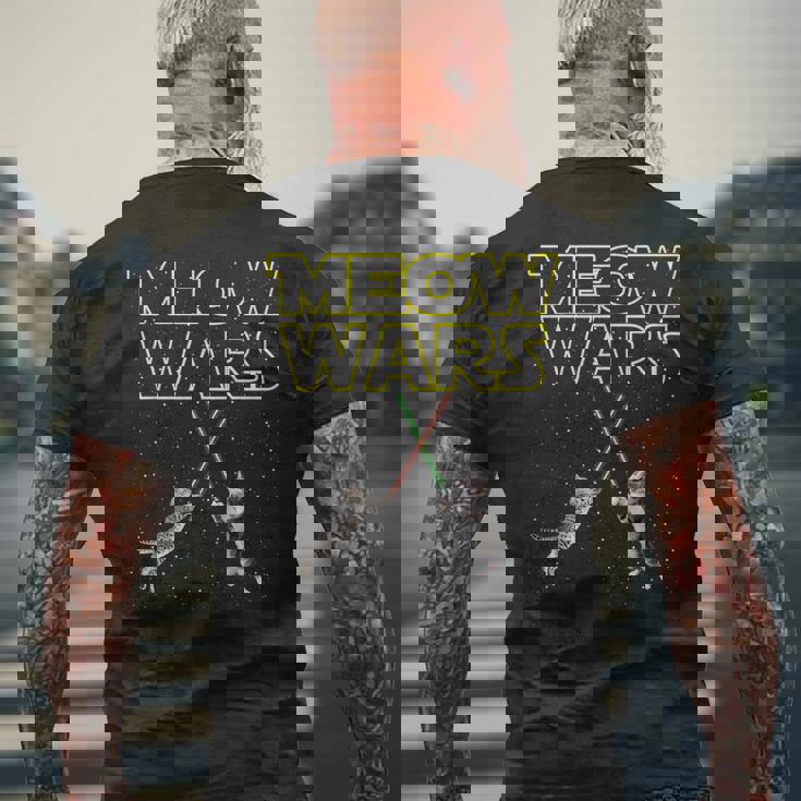 Meow Wars 猫シャツ 猫好きへの面白いギフト メンズTシャツ バックプリント 高齢者への贈り物