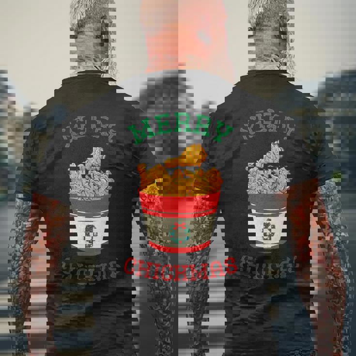 Merry Chickmas フライドチキン 面白い クリスマス フライドチキン メンズTシャツ バックプリント 高齢者への贈り物