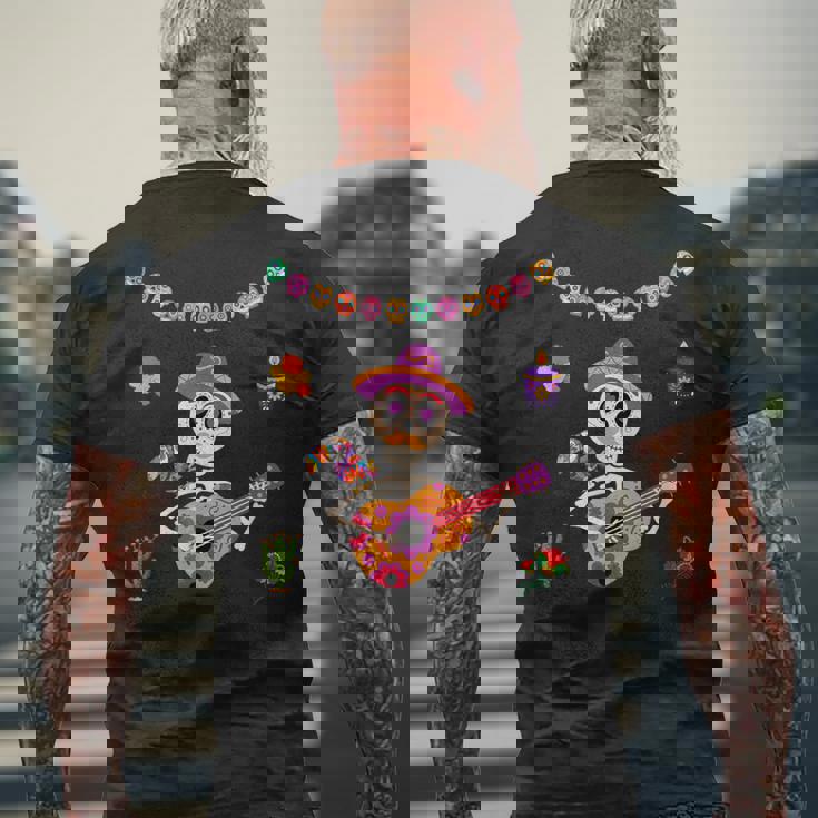 Mignon Dia De Los Muertos Guitare Mexicainequelette Enucre Pour Enfants T-shirt imprimé au dos Cadeaux pour les vieillards