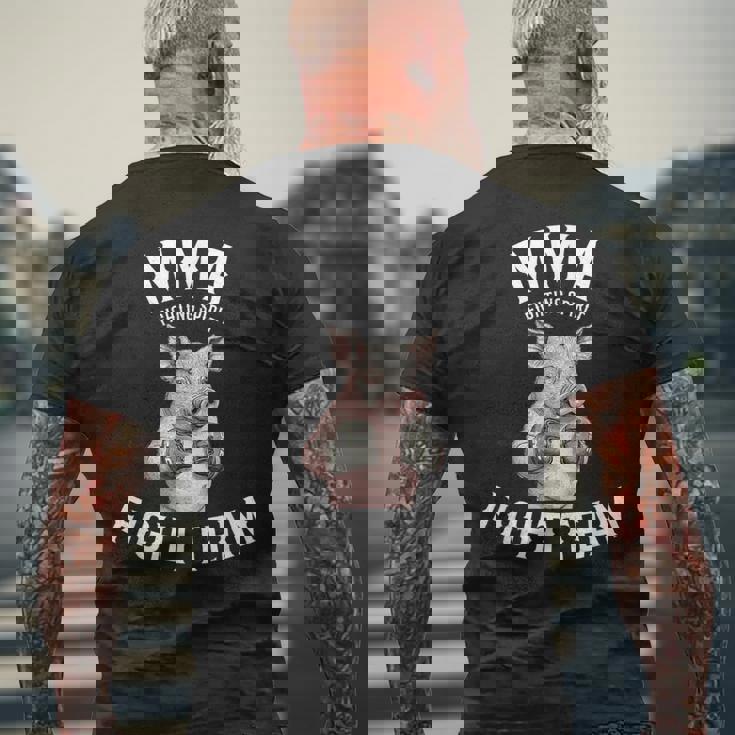 Mmaファイトチーム 面白い総合格闘技の豚 メンズTシャツ バックプリント 高齢者への贈り物