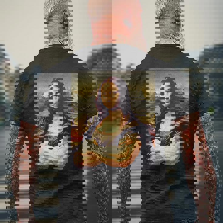 Mona Lisa Bodybuilding Mona Lisa Muscle Gym Workout メンズTシャツ バックプリント 高齢者への贈り物