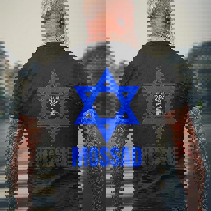 Mossad イスラエル イスラエル シークレットサービス テルアビブ メノラ Idf メンズTシャツ バックプリント 高齢者への贈り物