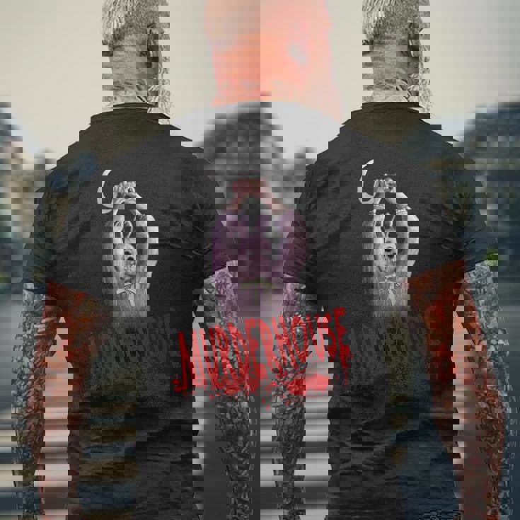 Murder House イースターバニー サバイバル ホラー ゲーム マニアック メンズTシャツ バックプリント 高齢者への贈り物