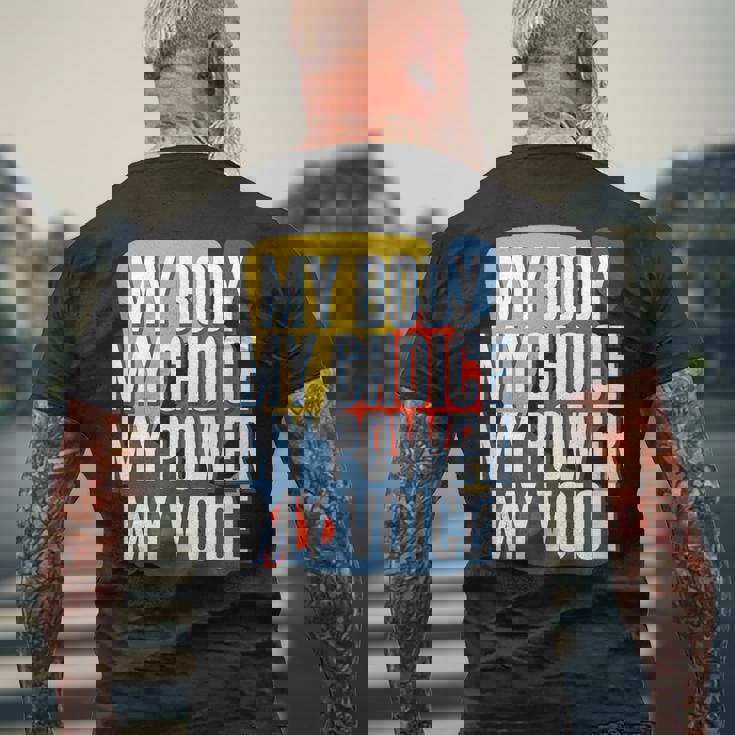 My Body Choice Power Andoice フェミニストポジティブ メンズTシャツ バックプリント 高齢者への贈り物