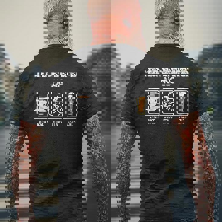 My Perfect Day コーヒー ロードバイク ビール 自転車 メンズTシャツ バックプリント 高齢者への贈り物