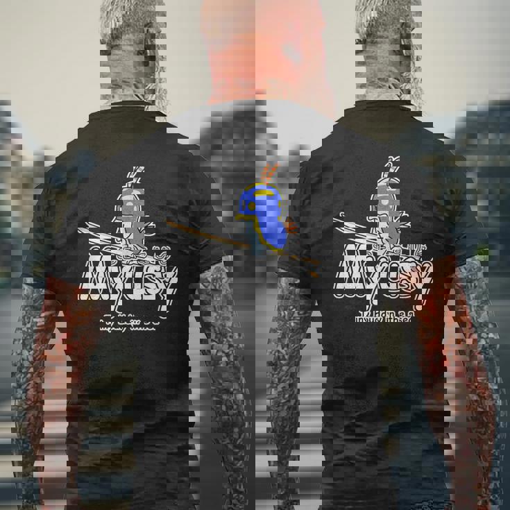 Myusy Wave Waiting メンズTシャツ バックプリント 高齢者への贈り物