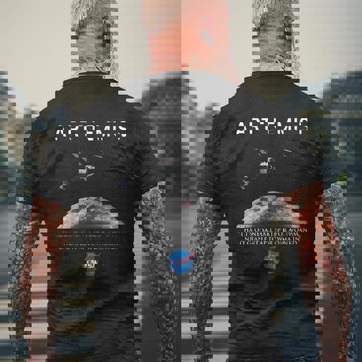 Nasa アルテミス オリオン ムーン インシグニア ミートボール ロゴ メンズTシャツ バックプリント 高齢者への贈り物