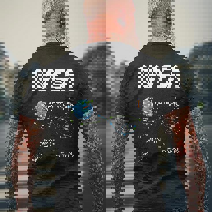 Nasa アルテミスミッション探査記章ワームロゴ メンズTシャツ バックプリント 高齢者への贈り物