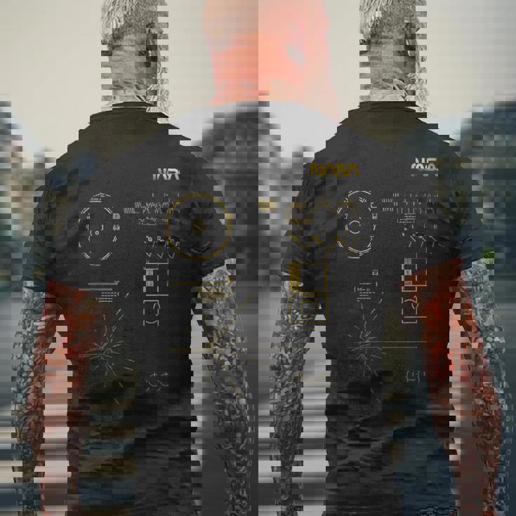 Nasaボイジャーゴールデンレコードメッセージワームロゴ有名 メンズTシャツ バックプリント 高齢者への贈り物