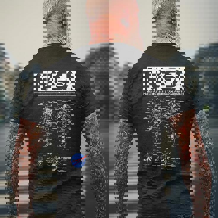 Nasa宇宙飛行士服の概略図 メンズTシャツ バックプリント 高齢者への贈り物