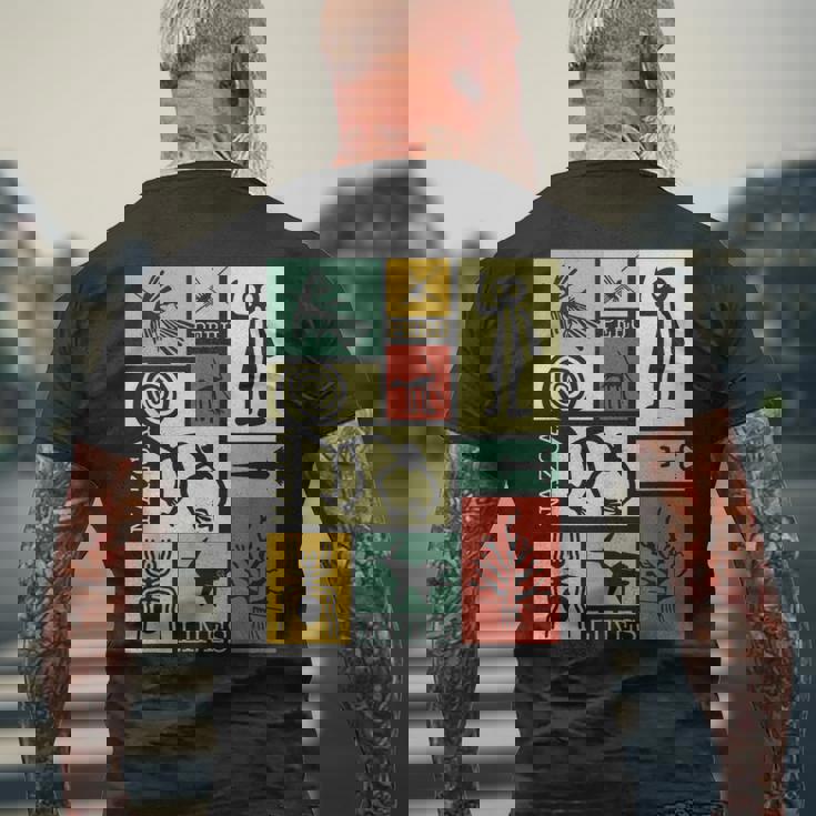 Nazca Linesナスカラインズ ペルージオグリフモンキー 宇宙飛行士 スパイダー レトロ メンズTシャツ バックプリント 高齢者への贈り物