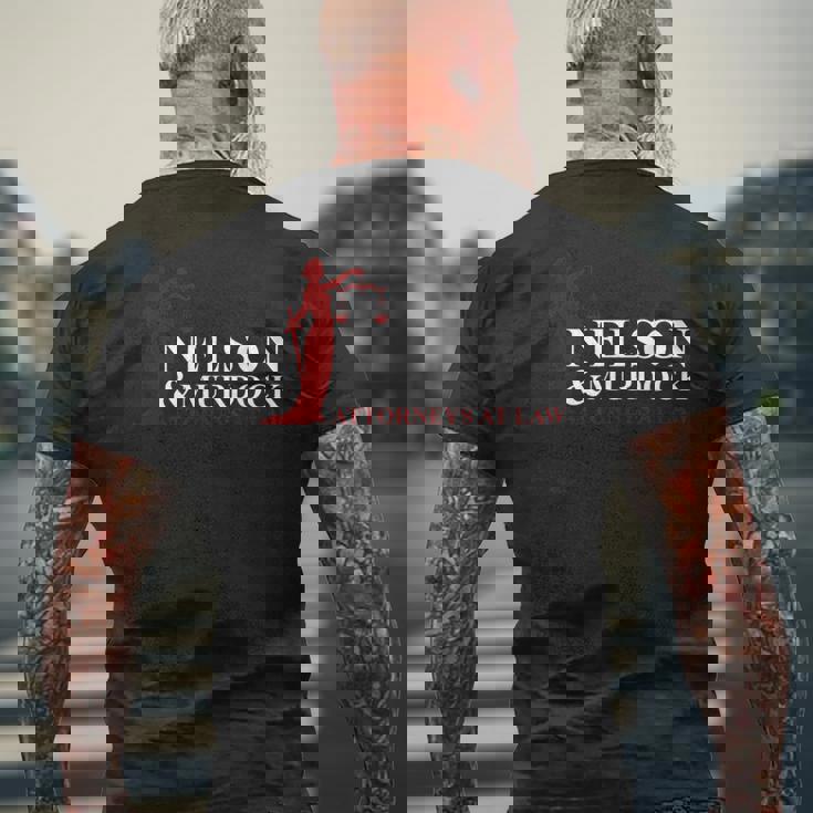 Nelson And Murdock 弁護士 法律 メンズTシャツ バックプリント 高齢者への贈り物