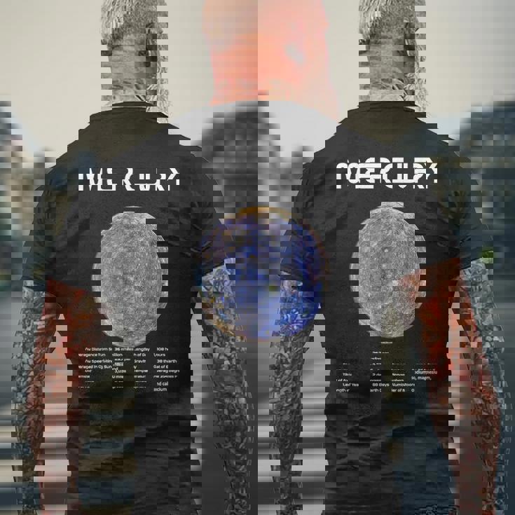 Nerdy Mercury 天文学 科学惑星 太陽系 ホワイト メンズTシャツ バックプリント 高齢者への贈り物