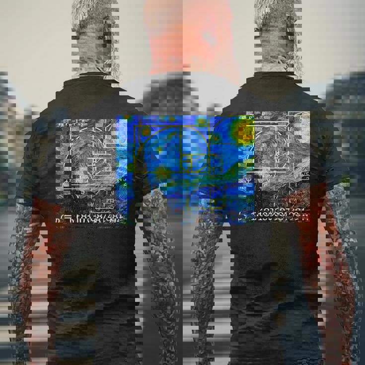 Nerdy 星月夜 フィボナッチ ゴールデン スパイラル 数学の先生 メンズTシャツ バックプリント 高齢者への贈り物