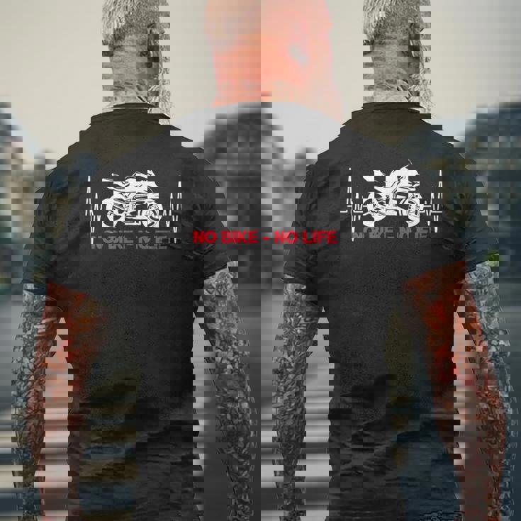 No Bike No Life 面白い オートバイ ハートビート メンズTシャツ バックプリント 高齢者への贈り物