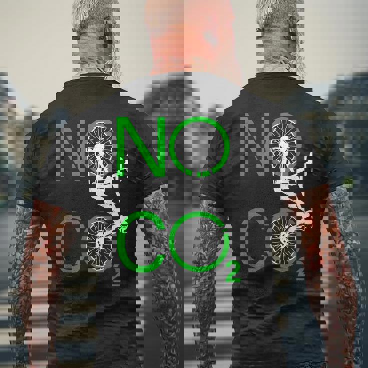 No Co2 サイクリング 気候変動対策 グリーンエネルギー Mtb メンズTシャツ バックプリント 高齢者への贈り物