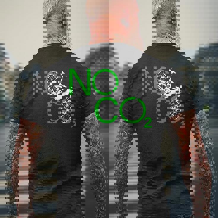 No Co2 サイクリング 気候変動対策 グリーンエネルギー Mtb メンズTシャツ バックプリント 高齢者への贈り物