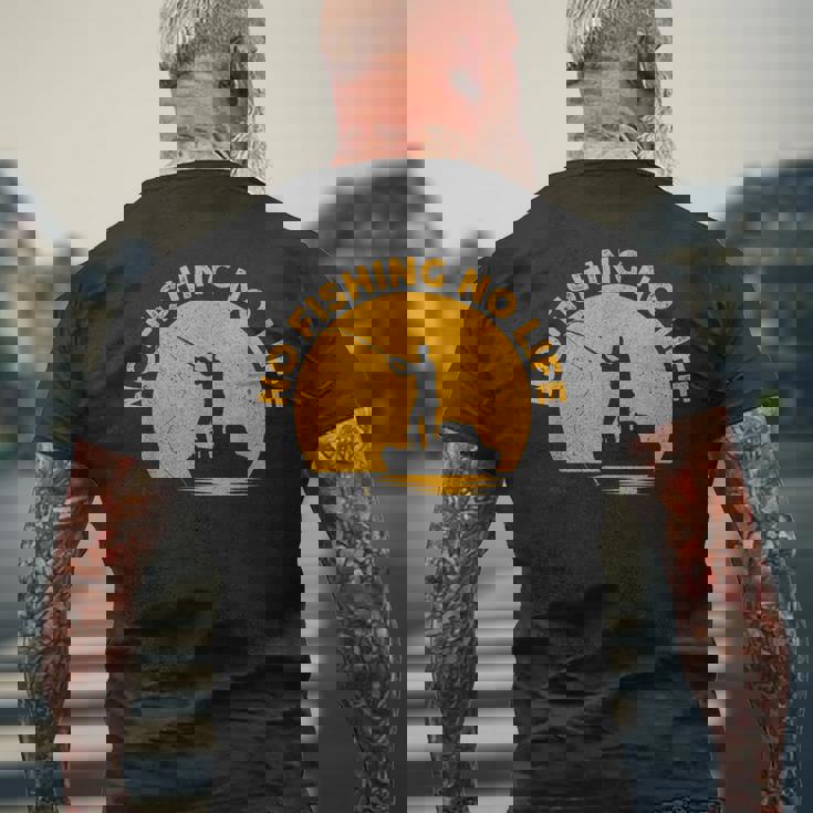 No Fishing No Life 釣り フィッシング ロゴ プリント メンズTシャツ バックプリント 高齢者への贈り物