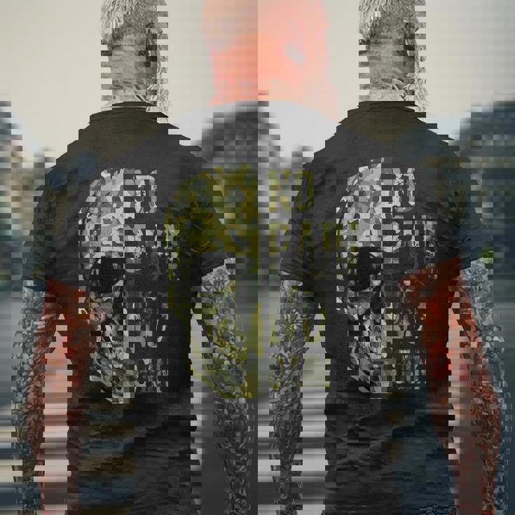 No Pain No Gain- メンズ スカル マインドセット モチベーションジム メンズTシャツ バックプリント 高齢者への贈り物