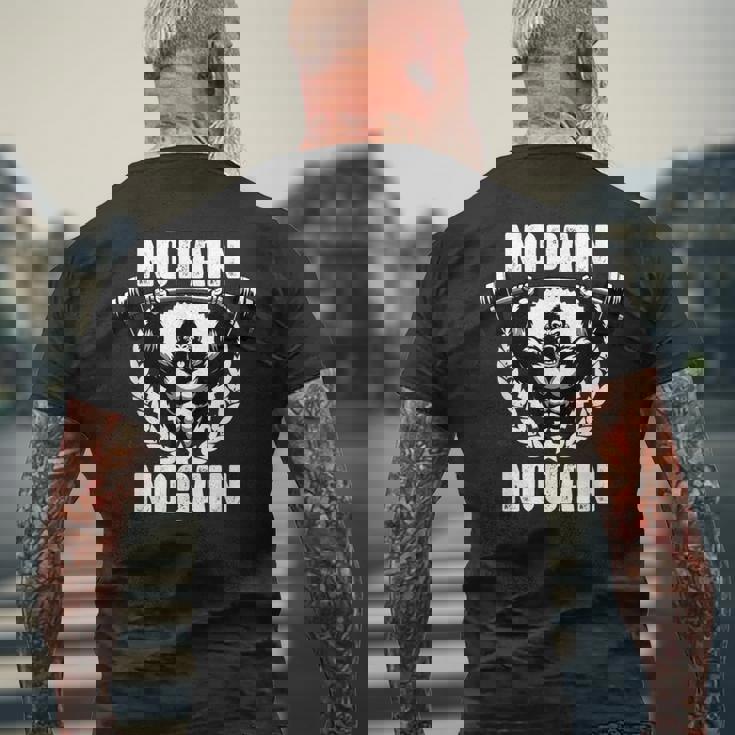 No Pain No Gain ウェイトリフティング ワークアウト ジム 引用 ジム フィットネス メンズTシャツ バックプリント 高齢者への贈り物