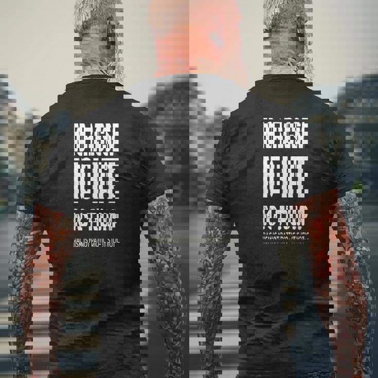 No Racism-No Hate Trump Racism Is Idiotic メンズTシャツ バックプリント 高齢者への贈り物