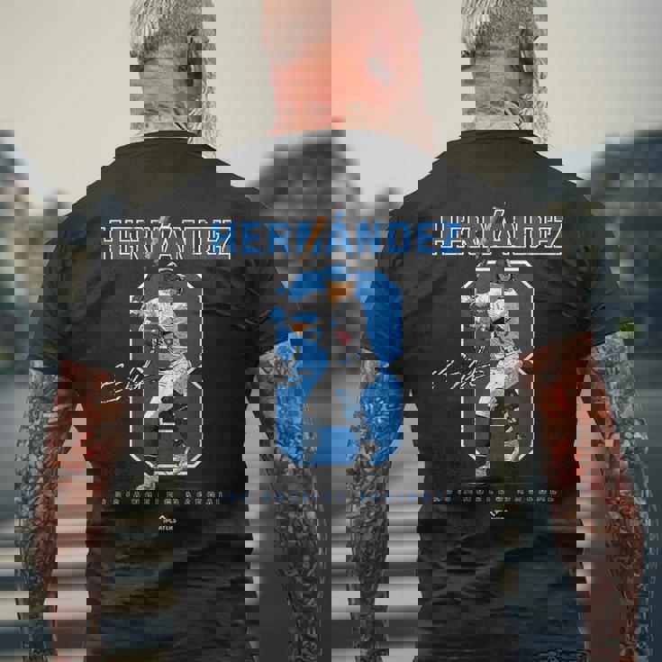 Number And Portrait Kike Hernandez Los Angeles Mlbpa メンズTシャツ バックプリント 高齢者への贈り物