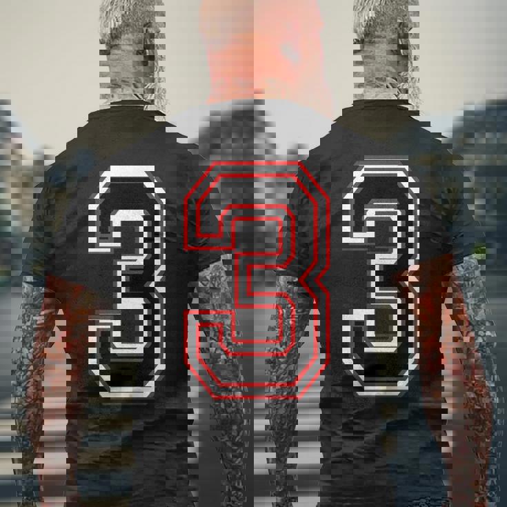 Number Numero Nummer 3 Three 3番 メンズTシャツ バックプリント 高齢者への贈り物