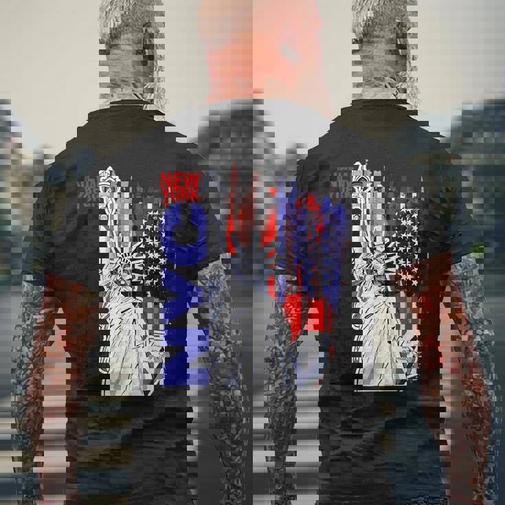 Nyc ニューヨーク市自由の女神 アメリカ国旗 メンズTシャツ バックプリント 高齢者への贈り物