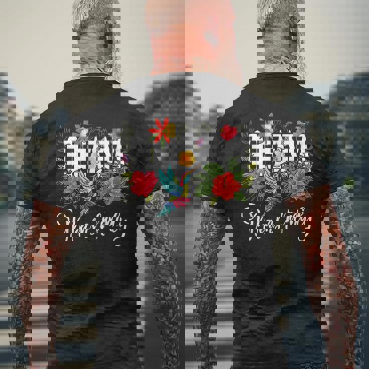 Ohana Means Family ハワイ ハイビスカス 花 70年代 レトロ ハワイアン メンズTシャツ バックプリント 高齢者への贈り物