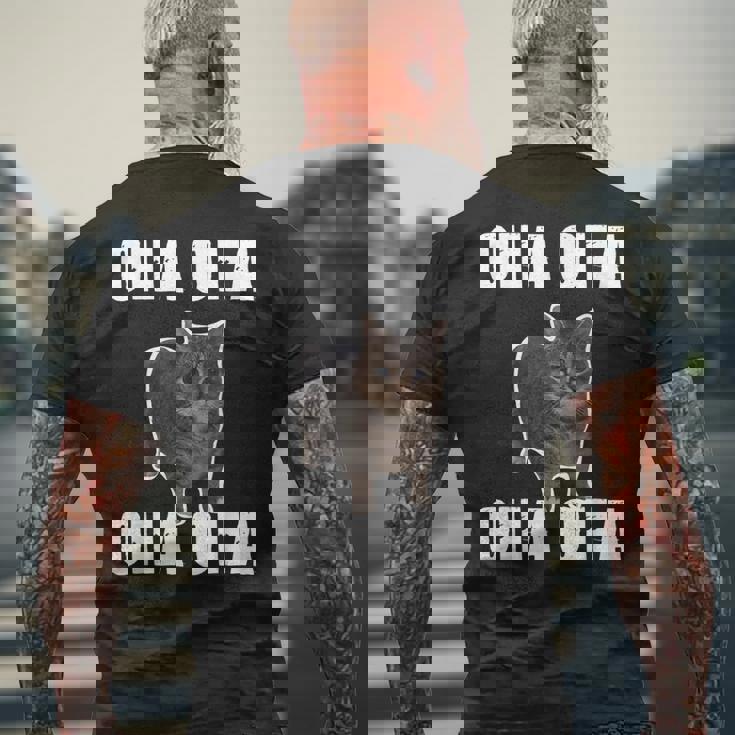 Oiia Oiia スピニング インターネット ミーム 猫 ユーモラス 面白い ブレイン メンズTシャツ バックプリント 高齢者への贈り物