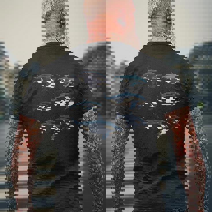 Orcas Killer Whale Pod Group グラフィック メンズTシャツ バックプリント 高齢者への贈り物