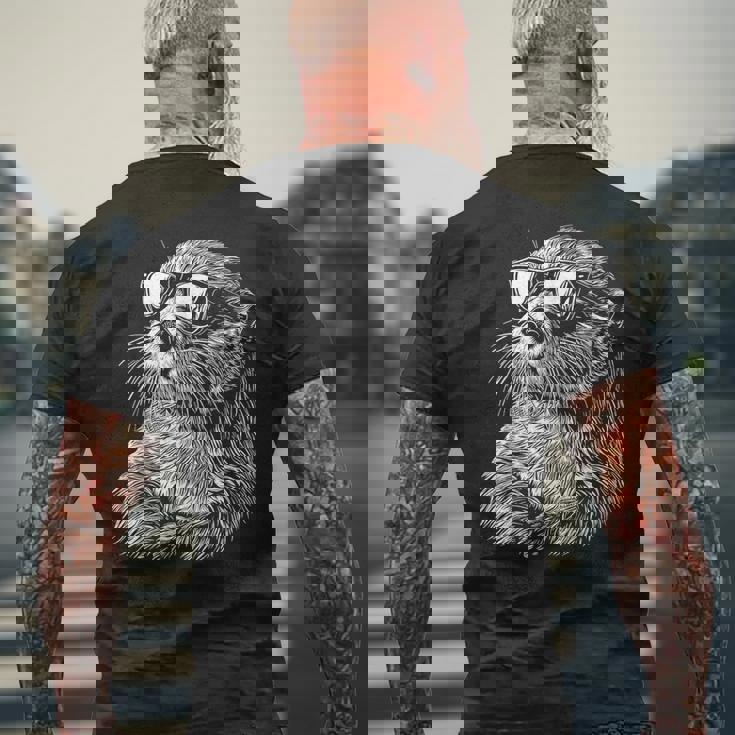 Otter サングラス おもしろい かわいい 動物 ラッコ 恋人 メンズTシャツ バックプリント 高齢者への贈り物