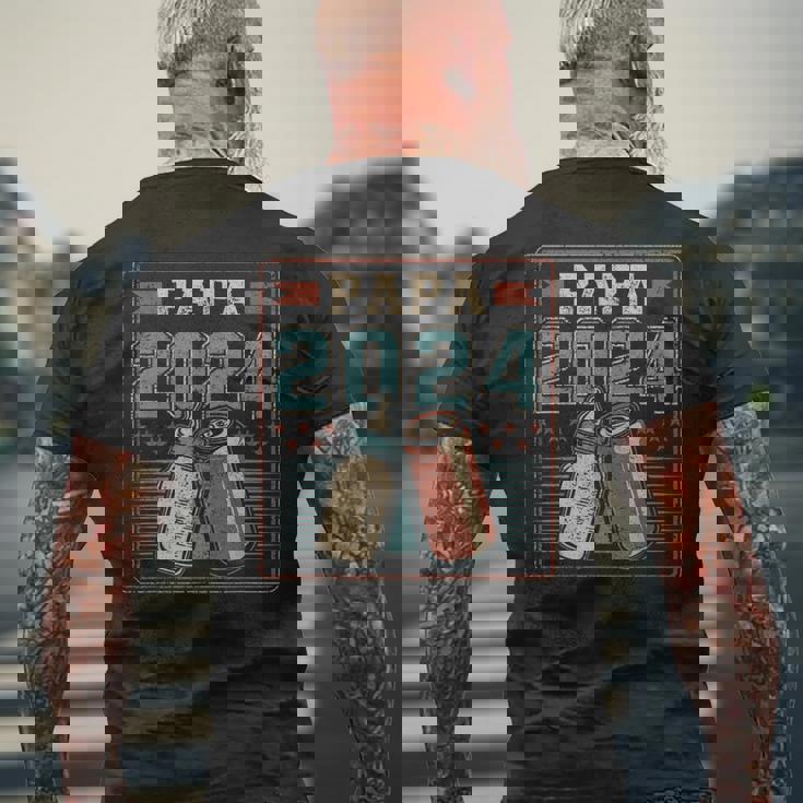 Papa 2024 初めてのパパ 父の日 新しい父親の父性 メンズTシャツ バックプリント 高齢者への贈り物