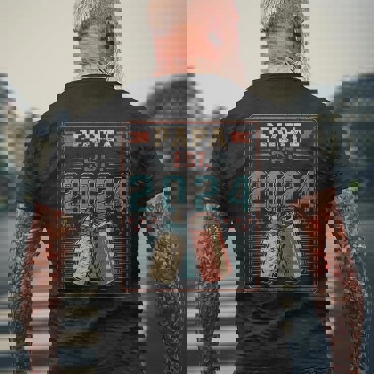 Papa Est 2024 初めてのパパ 父の日 新しい父親の父性 メンズTシャツ バックプリント 高齢者への贈り物