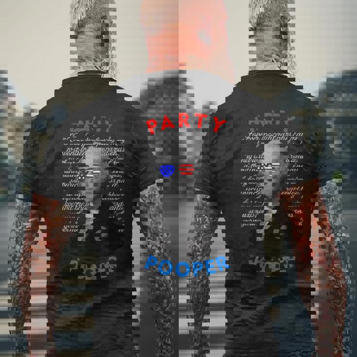 Party Pooper 面白い独立無党派投票者 7月4日 メンズTシャツ バックプリント 高齢者への贈り物