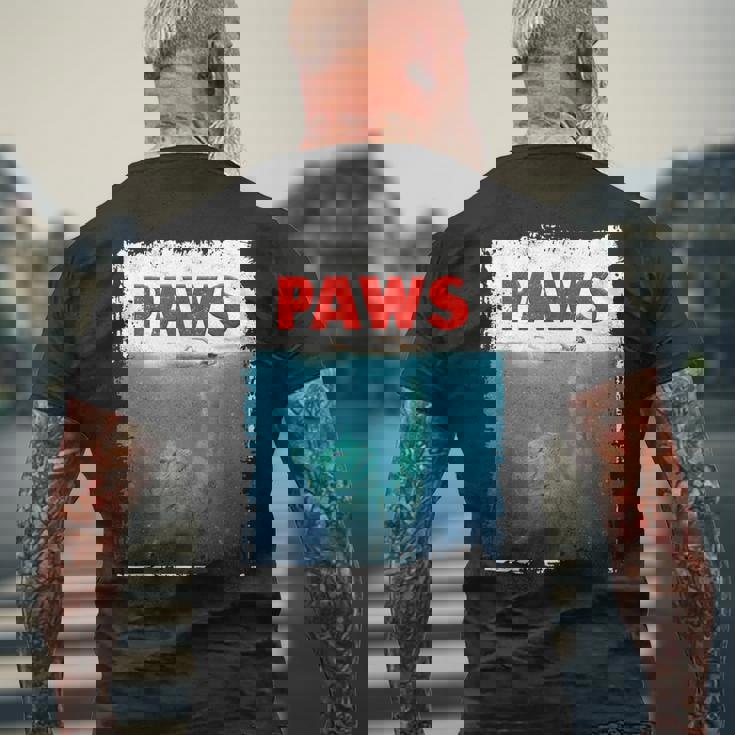 Paws 猫 子猫 ニャーパロディー おもしろ猫好き メンズTシャツ バックプリント 高齢者への贈り物