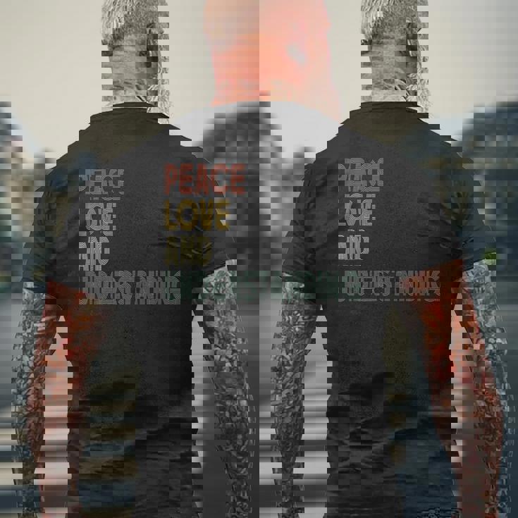 Peace Love And Understanding シャツ インスピレーションを与える引用 レトロ メンズTシャツ バックプリント 高齢者への贈り物