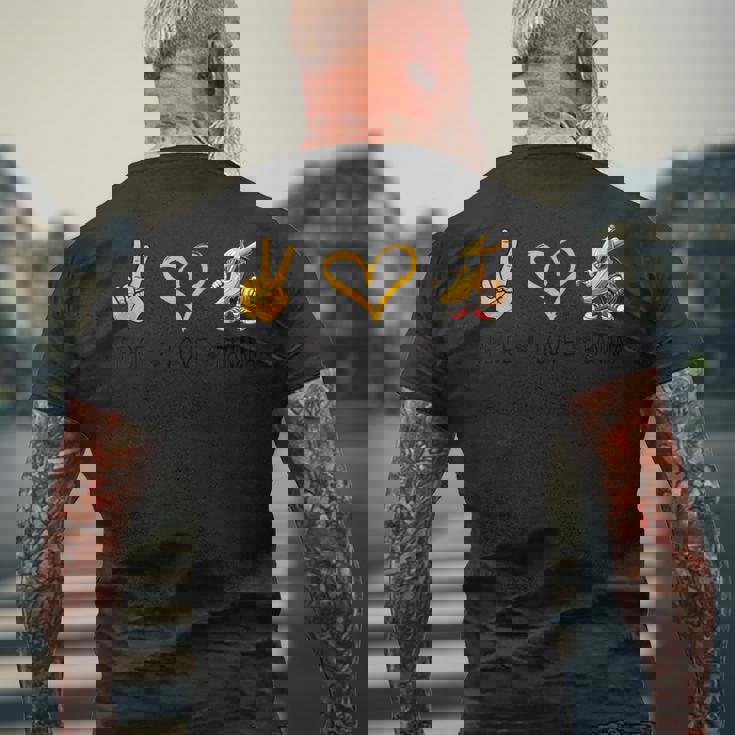 Peace Love バナナ 面白いバナナ フルーツ愛好家 ビーガン用 メンズTシャツ バックプリント 高齢者への贈り物