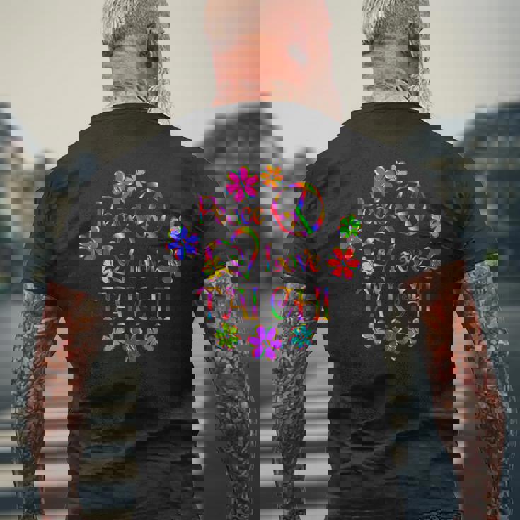 Peace Love 太極拳 メンズTシャツ バックプリント 高齢者への贈り物