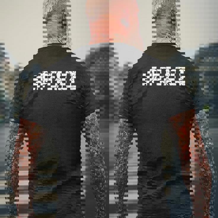 Peace 平和メッセージ より良い世界のための平和 メンズTシャツ バックプリント 高齢者への贈り物