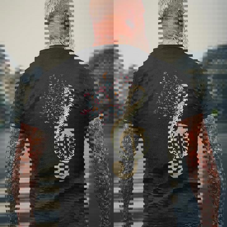 Pianist クラシカル楽器 ト音記号キーボード ピアノ メンズTシャツ バックプリント 高齢者への贈り物