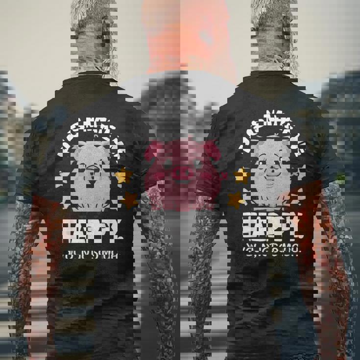 Pigs Make You Happymile かわいい 子豚 恋人 おもしろ豚 メンズTシャツ バックプリント 高齢者への贈り物