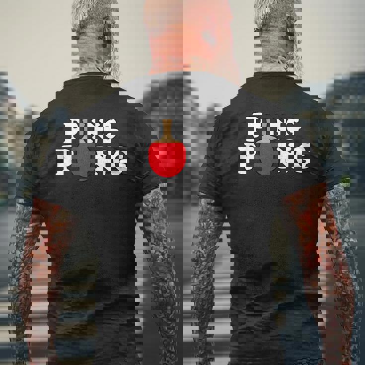 Ping Pong ピンポン卓球 おもしろレトロ メンズTシャツ バックプリント 高齢者への贈り物