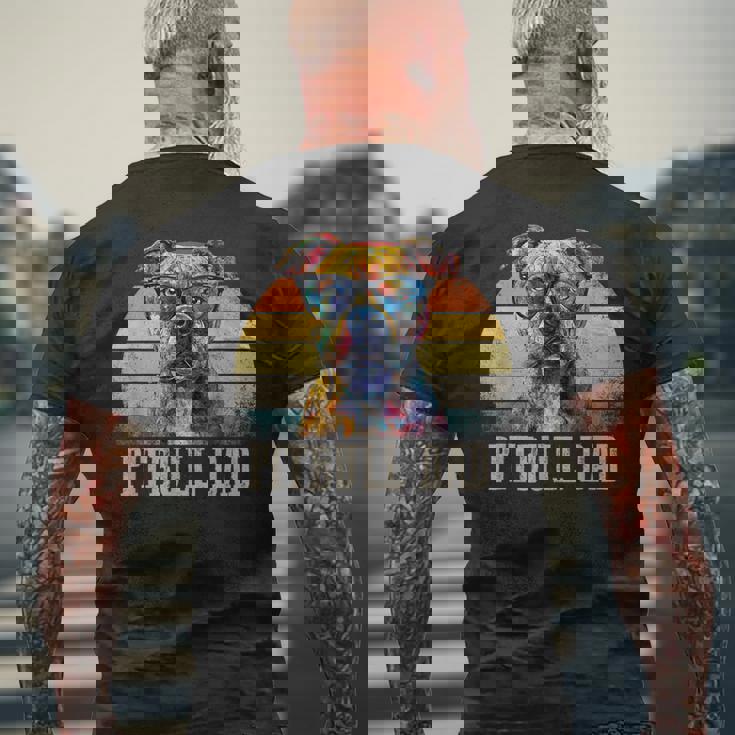 Pitbull Dad Dog Lover カラフル アーティスティック ピットブルのオーナー。 メンズTシャツ バックプリント 高齢者への贈り物