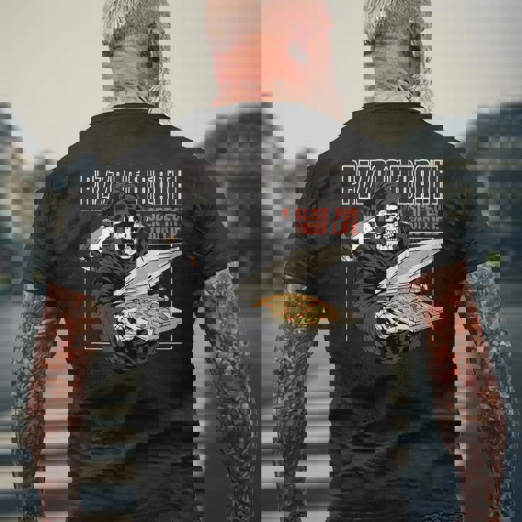 Pizza Of Death Pie Till I Die Grim Reaper Pizza Love メンズTシャツ バックプリント 高齢者への贈り物