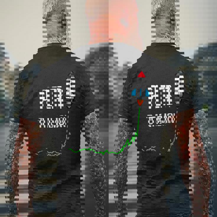 Pltr To The Moontock Ticker Wsb 面白いミーム メンズTシャツ バックプリント 高齢者への贈り物